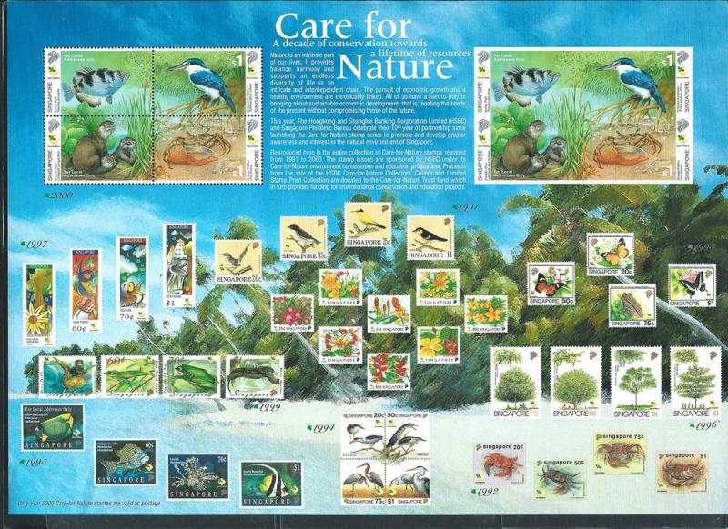 Singapore 947f 2000 Care for Nature m/s MNH WRINKLED CORNER