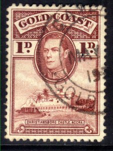 Gold Coast 1938 - 43 KGV1  1d Red Brown Used SG 121a ( M855 )