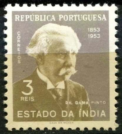 Portuguese India Sc#528 MH/Unused, 3r gray & ol grn, Caetano Gama Pinto (1954)