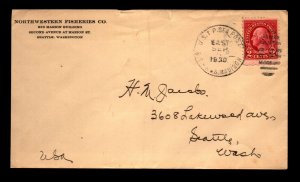 1930 USTP Sea Post - SS Madison - Seattle Fisheries Corner Card - L34202