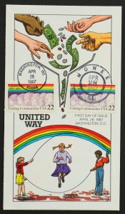 U.S. Used Stamp Scott #2275 22c United Way Collins First Day Cover (FDC)