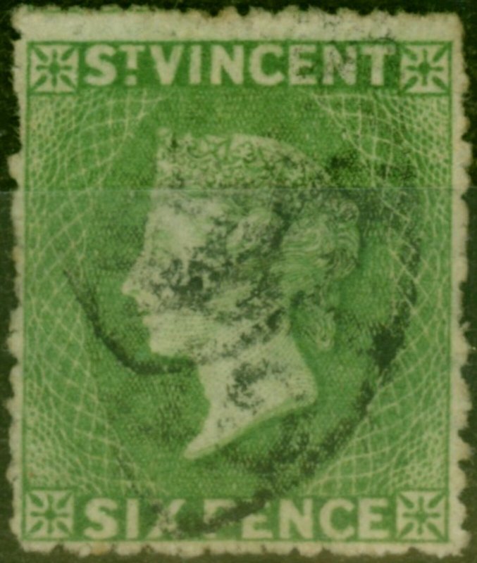 St Vincent 1878 6d Light Yellow-Green SG26a Fine Used