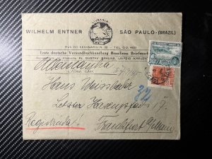 1922 Registered Brazil Cover Sao Paulo to Frankfurt am Main Germany