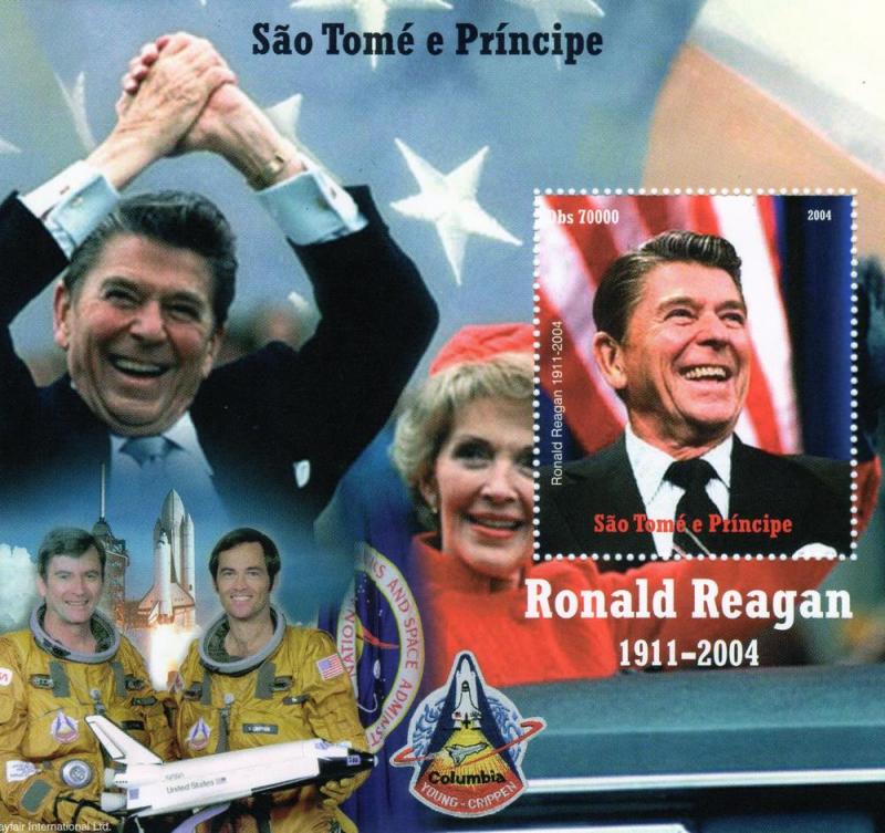 Sao Tome & Principe 2004 SPACE-Ronald Reagan s/s Perforated mnh.vf