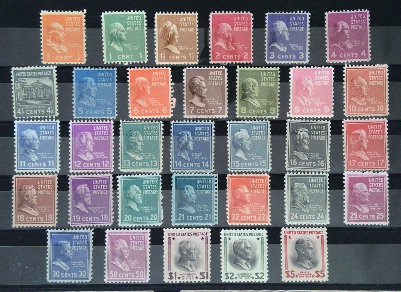 Scott #803-834 - Prexie Set - OG - 1938
