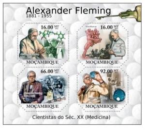 MOZAMBIQUE 2011 SHEET MNH ALEXANDER FLEMING NOBEL PRIZE SCIENTITS