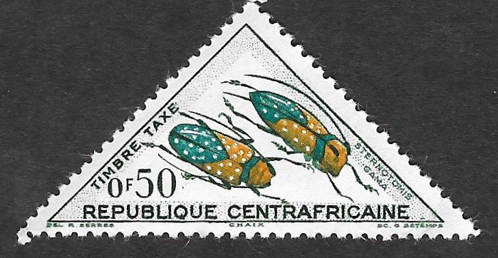 Central African Republic Scott #J2 .50fr Beetle single Post Due (1962) MNH