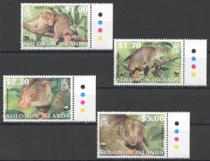 Ft121 2002 Solomon Islands Wwf Animals Grey Cuscus Fauna #1062-65 1Set Mnh