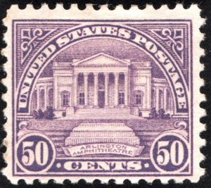 SC#570 50¢ Arlington Ampitheater Single (1922) MHR