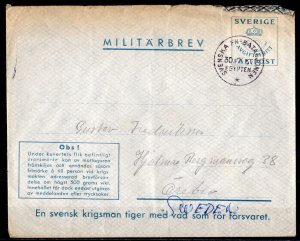 Sweden Air Letter, Facit #M11C,CIRCULATED, Military WWII POSTAL HISTORY