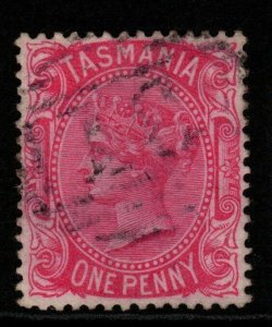 TASMANIA SG156a 1878 1d ROSE-CARMINE p14 USED 