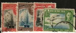 Bermuda #118-9, 121, 121D used Birds, ships