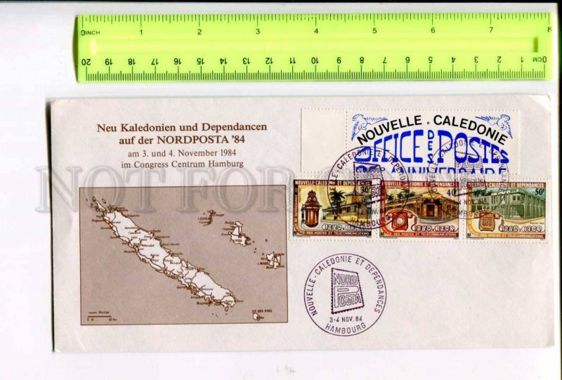 400170 New Caledonia 1984 POLAR EXPLORATION MAP philatelic exhibition Nordposta