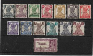 INDIA 1940 - 1943 SET SG 265/277 FINE USED Cat £4