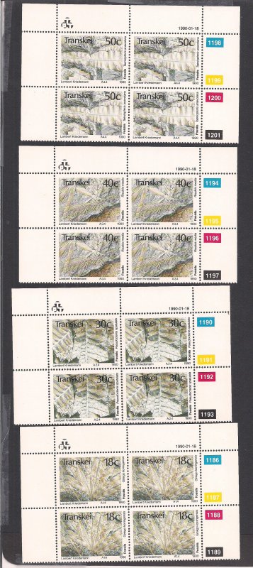 SOUTH AFRICA - TRANSKEI SC# 231-34  4 CONTROL BKS/4 # 1186-1201   FVF/MOG 1990