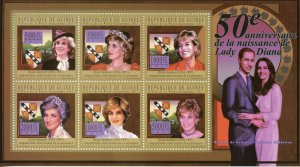 Guinea Royalty Stamps 2011 MNH Princess Diana Prince William & Kate 6v M/S II