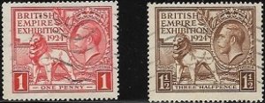 1924 Great Britain   British Empire Exhibition   SC# 185-186 Used Very Fine