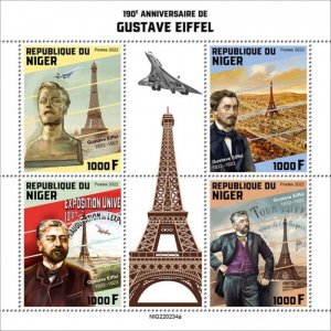 Niger - 2022 Gustave Eiffel Anniversary - 4 Stamp Sheet - NIG220234a