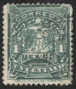 MEXICO 1895 Sc 242 1c green on wove paper, perf 12, Used