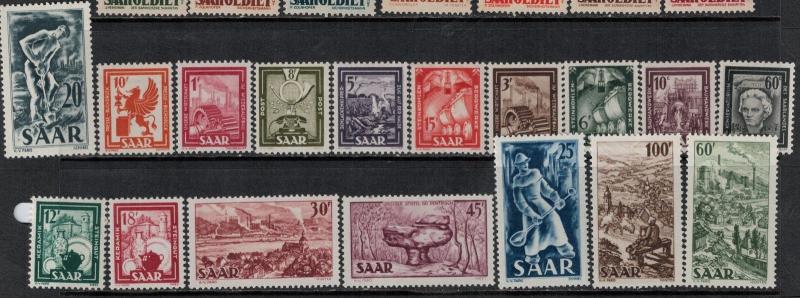 Saar 1949-1951 SC 204-220 MNH Set SCV $125.00