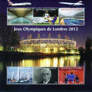 Chad 2012 London Olympics Table Tennis Sheet Perforated mnh.vf