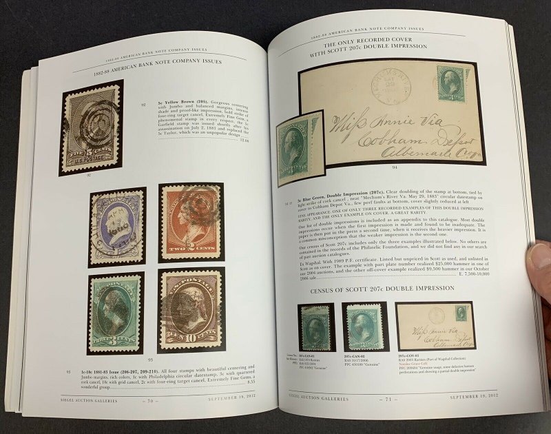 Natalee Grace, U.S. Used 1869-1901 Issues, R.A. Siegel, Sale 1027, Sept 19, 2012 