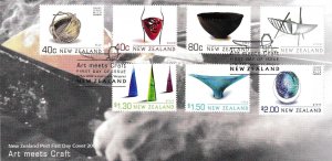 New Zealand 2002 First Day Cover Art Meets Crafts, set of 7 complete (900)