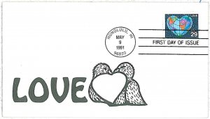 26054 - USA - POSTAL HISTORY -  FDC COVER  1991 -  LOVE \ BIRDS \ MAPS