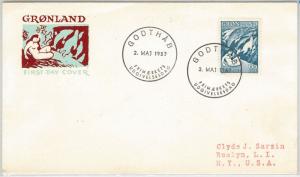 POLAR Arctic - FDC  COVER : GREENLAND  1957 -- BEARS Seals WHALES