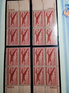 US C32, MNH, matched plate blocks