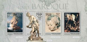 Togo - Baroque Art - 4 Stamp Sheet - 20H-517