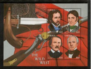 Liberia 1999 - The Wild West - Davy Crockett - Sheet of 4 Stamps - MNH