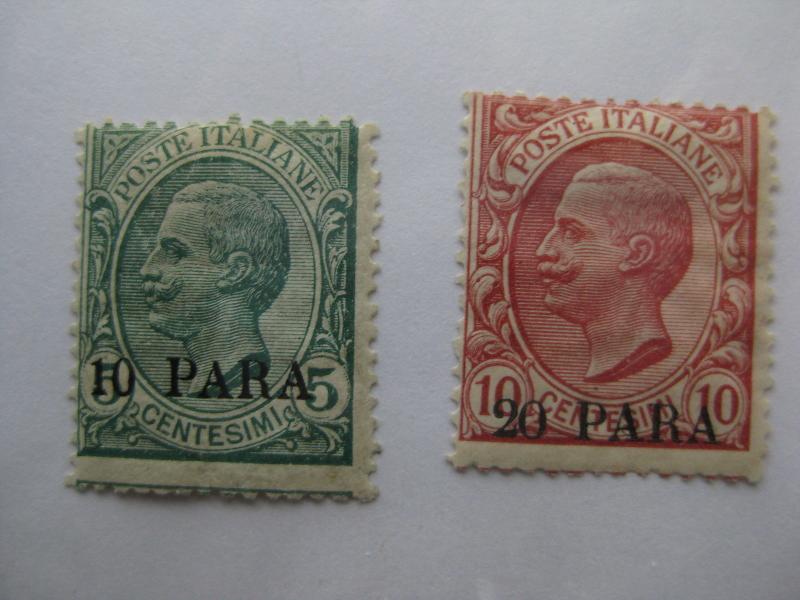 ITALY Offices in Turkish Empire General Issue, Scott 13 and 14 MINT LH