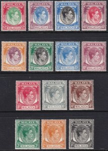 Sc# 3 // 16 Malaya Malacca 1949 MLH KGVI short set CV $54.60