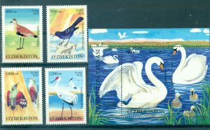 Uzbekistan - Sc# 602-6. 2010 Birds. MNH Set & Souv. Sheet. $11.00.