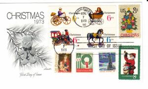 US 1508 8c Christmas Tree on FDC w other stamps Artmaster Cachet Unadd ECV$15.00