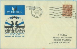 89776 - GB - Postal History - FIRST AIRMAIL by RAIL: Isle of Man / Isle of Wight