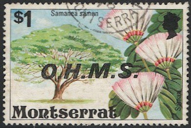MONTSERRAT Sc O17 Used $1 Official, VF, Flowers / Tree