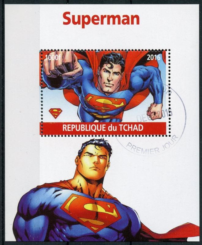 Chad Superheroes Stamps 2016 CTO Superman Comics Cartoons 1v M/S