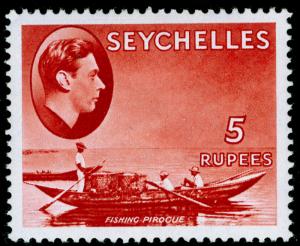 SEYCHELLES SG149, 5r red, M MINT. Cat £30.