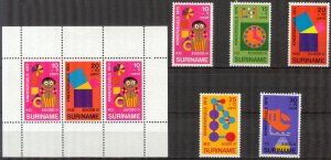Suriname 1972 Voor Het Kind - For the Child set of 5 + S/S MNH