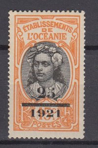 J39555 JL stamps, 1921 french polynesia mh #59 ovpt