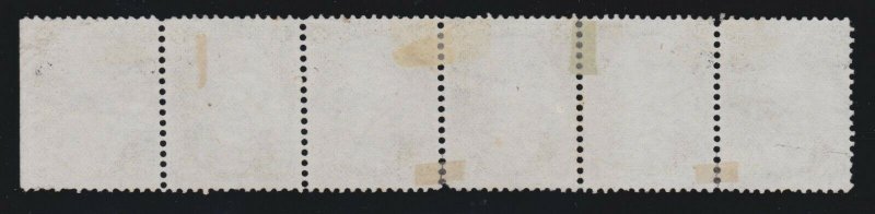 US 73 2c Jackson Used Strip of 6 VF Showpiece! w/ Neponsit Village, Mass Cancels