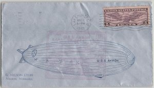 United States 1932 Airship USS Akron Illustrated Silver Coast Flight Cover