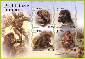 B0529 - LIBERIA - MISPERF ERROR Stamp Sheet - 2022 - Prehistoric humans-