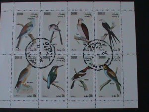 DHUFAR-1972-PROMOTION-BEAUTIFUL LOVELY BIRDS  CTO -SHEET VF  FANCY CANCEL