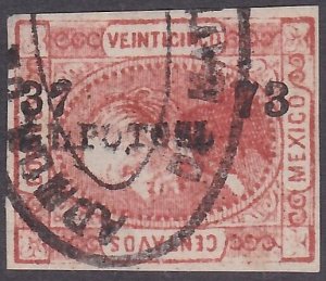 MEXICO 1873 25c imperf fine used ..........................................A2452