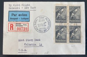 1947 Helsinki Finland First Flight Airmail Cover FFC To Columbia LA USA