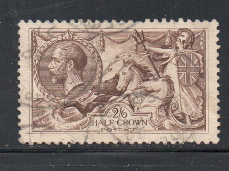 Great Britain Sc 173 1913 2/6d G V & Seahorse stamp used