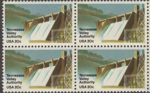 1983 Tennessee Valley Authority Block of 4 20c Postage Stamps, Sc#2042, MNH, OG